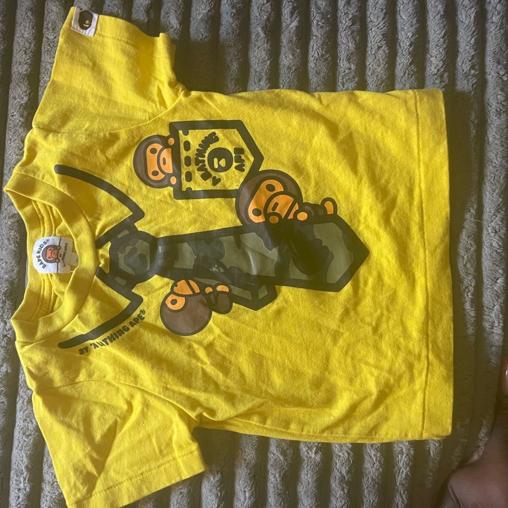 Bape Kids Yellow Graphic Kids T-Shirt